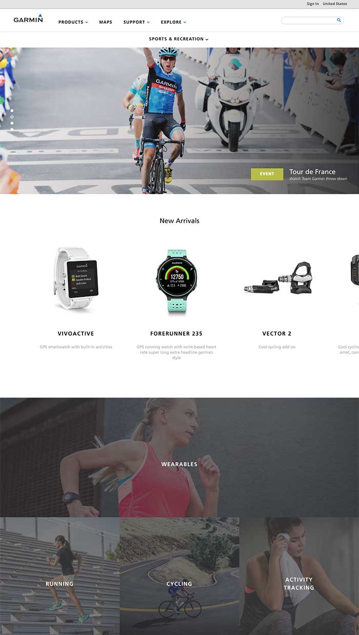 Garmin.com Ecommerce Sports and Recreation Category