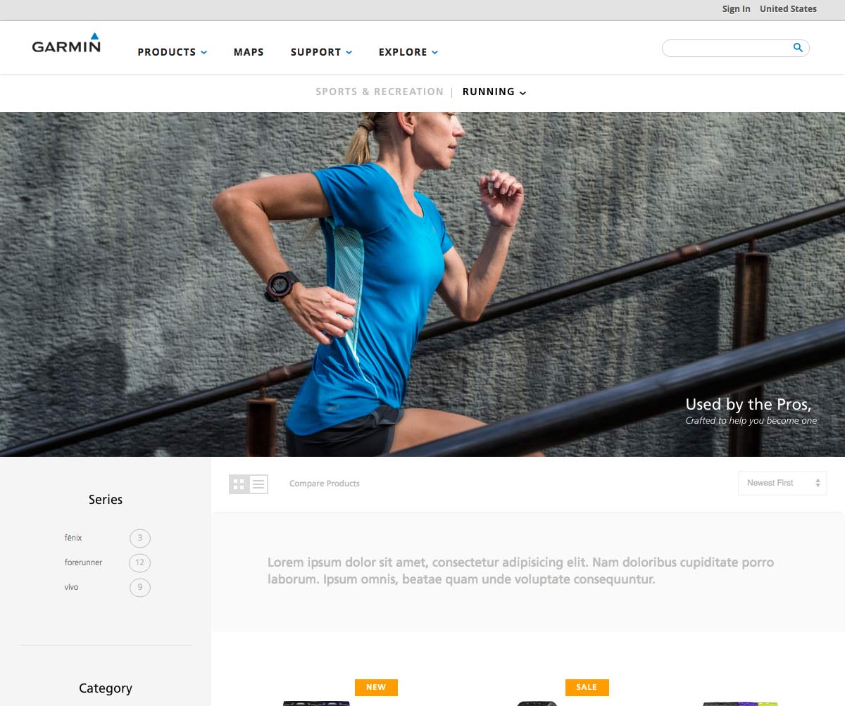 Garmin.com Ecommerce Running Category