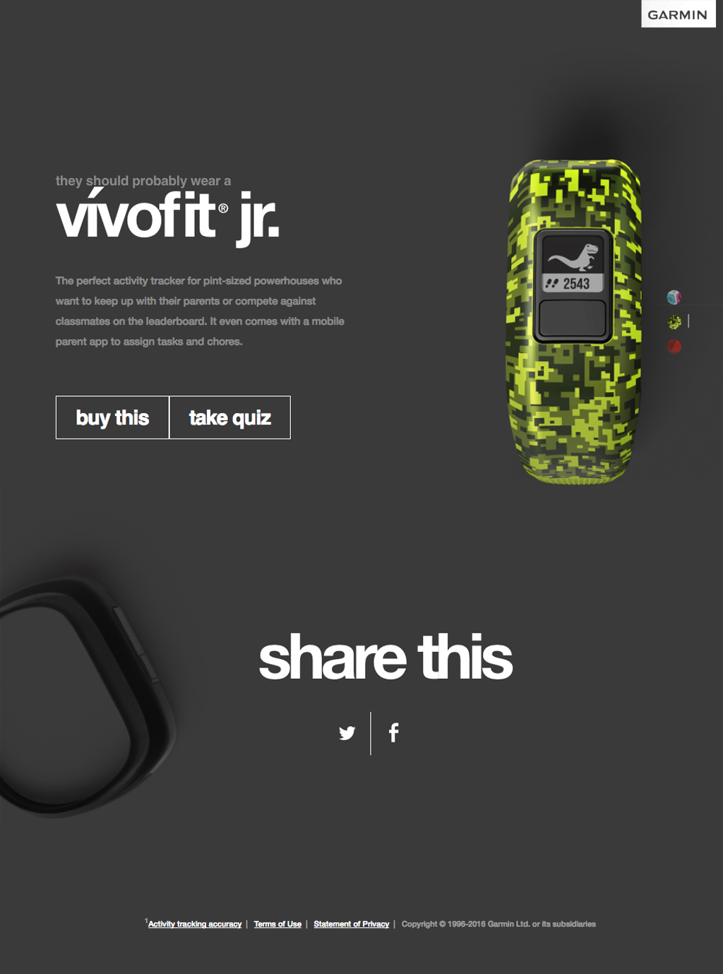vivofit Jr. product page
