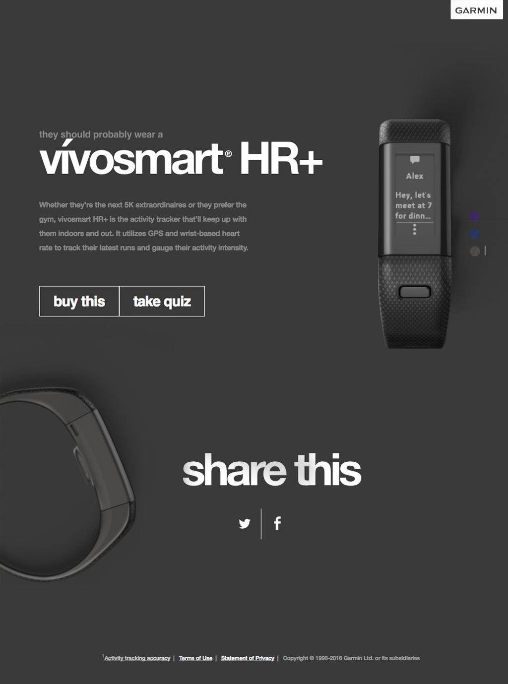 vivosmart HR+ product page